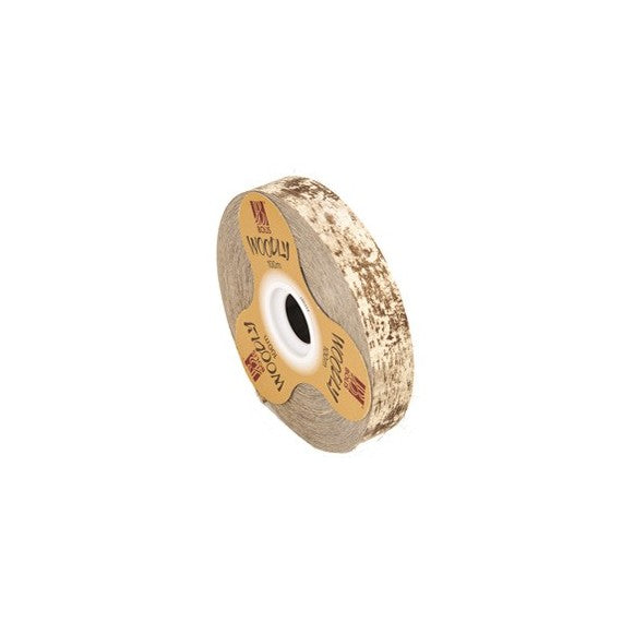 Rotolo nastro Woodly - corteccia/avorio - 24mm x 100mt - Bolis