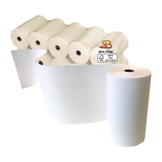 Rotolo per calcolatrici e stampanti - 80 mm x 80 m - diametro esterno 77 mm - anima 12 mm - 55 gr - carta termica BPA fr