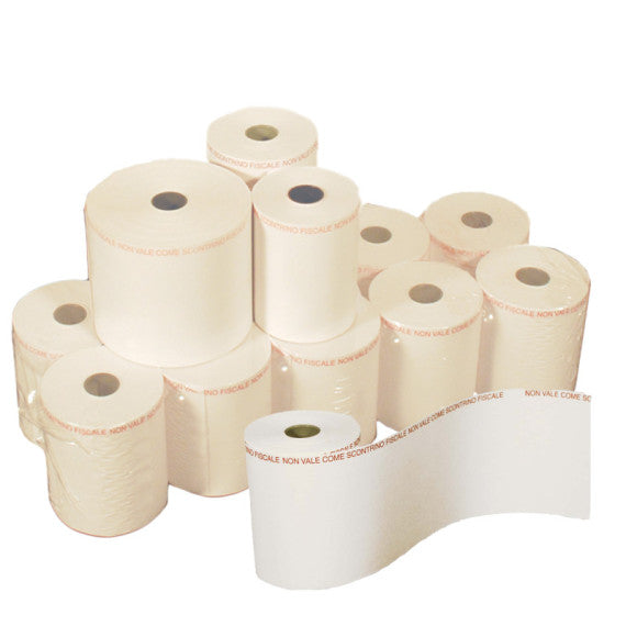 Rotolo per POS e carte di credito - 57 mm x 20 m - diametro esterno 64 mm - anima 12 mm - carta chimica a 2 copie - Saba