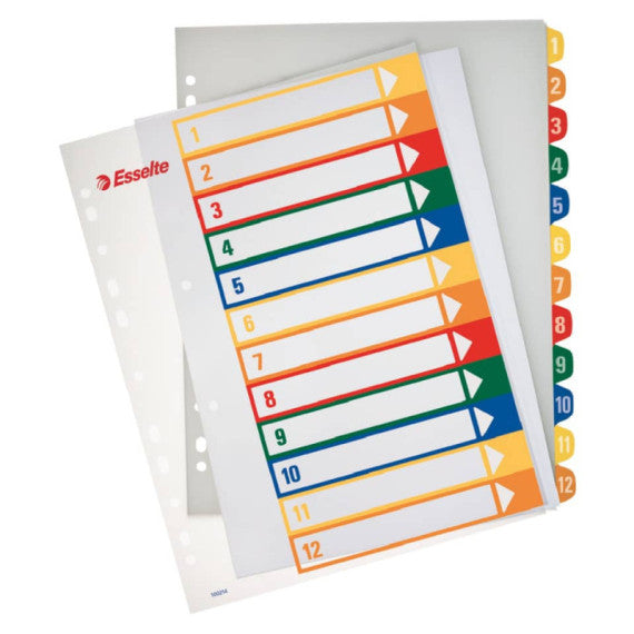 Rubrica in PPL Esselte extra numerica 1-12 con indice stampabile a PC A4 maxi - 100214