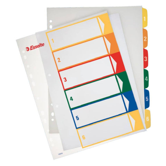 Rubrica in PPL Esselte extra numerica 1-6 con indice stampabile a PC A4 maxi - 100212