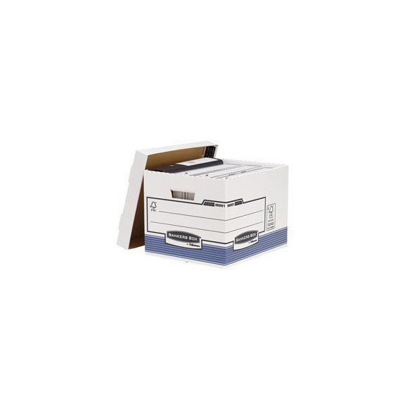 Scatola archivio Bankers Box System - con coperchio - 33,3x28,5x38 cm - bianco - Fellowes