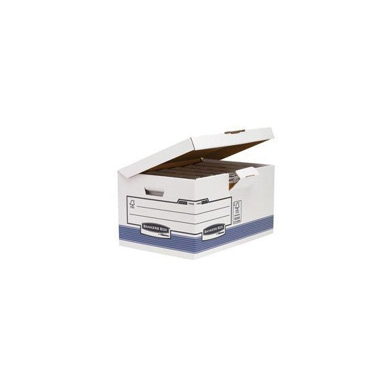 Scatola archivio Bankers Box System - con coperchio a ribalta - 37,8x29,3x54,5 cm - bianco - Fellowes