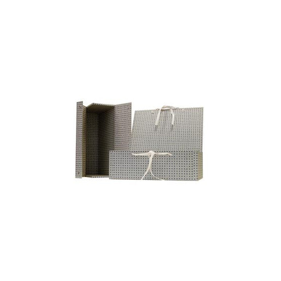 Scatola archivio in legno - con fettuccia - 38x27 cm - dorso 12 cm - grigio - Brefiocart