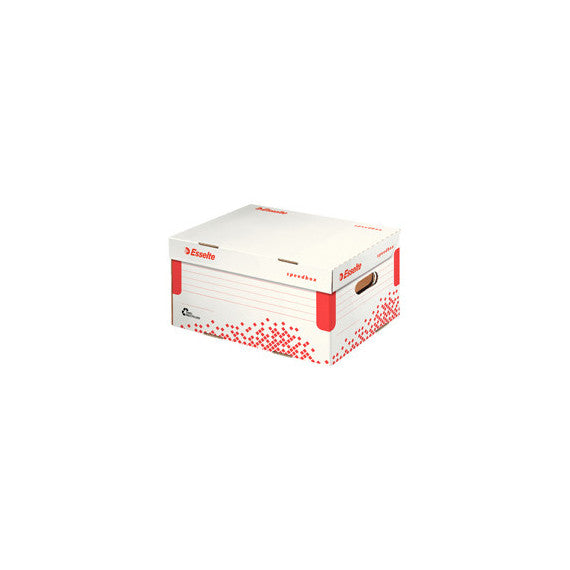Scatola container Speedbox - Small - 25,2x35,5cm - dorso 19,3 cm - bianco e rosso - Esselte