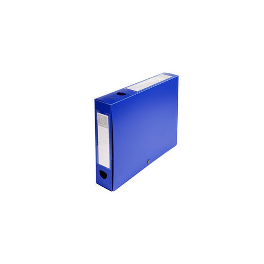 Scatola per archivio box - con bottone - 25x33 cm - dorso 6 cm - blu - Exacompta