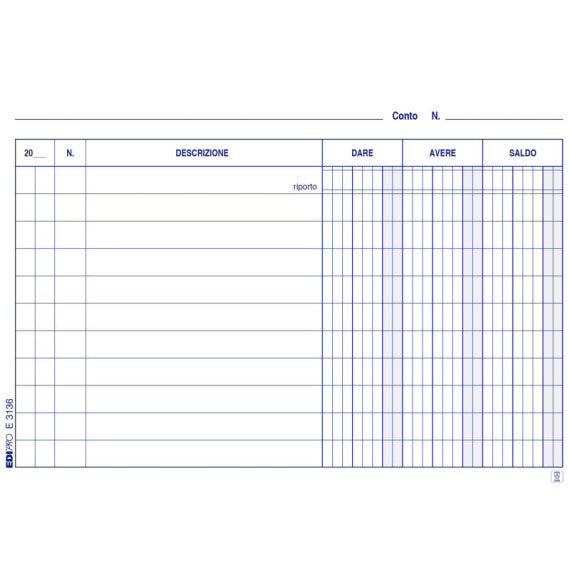 Schede dare/avere/saldo - 10,5 x 10,5 cm - blu - Edipro - conf. 100 pezzi