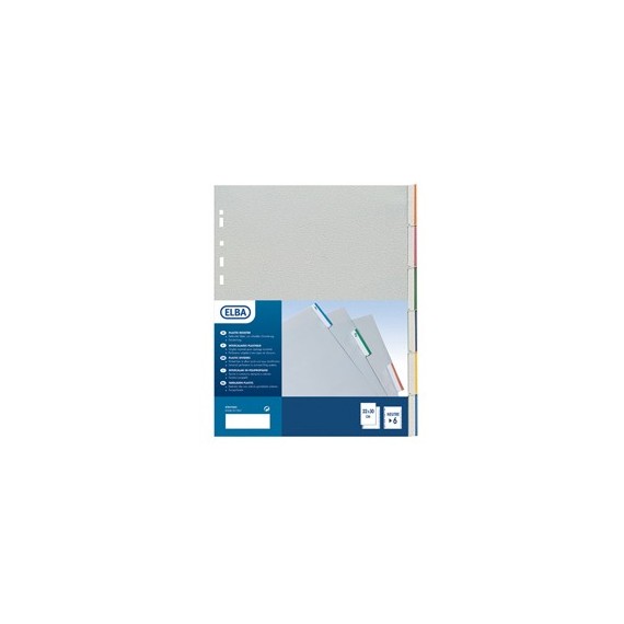 Separatore - 6 tacche personalizzabili - PPL - 22x30 cm - grigio - Favorit