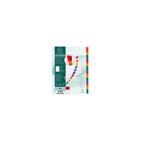 Separatore alfabetico A/Z - cartoncino bianco 160 gr - tasti colorati - A4 - Exacompta