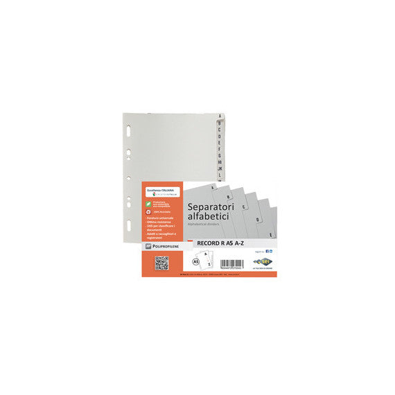 Separatore alfabetico A/Z Record R - PPL - 15x21 cm - A5 - grigio - Sei Rota