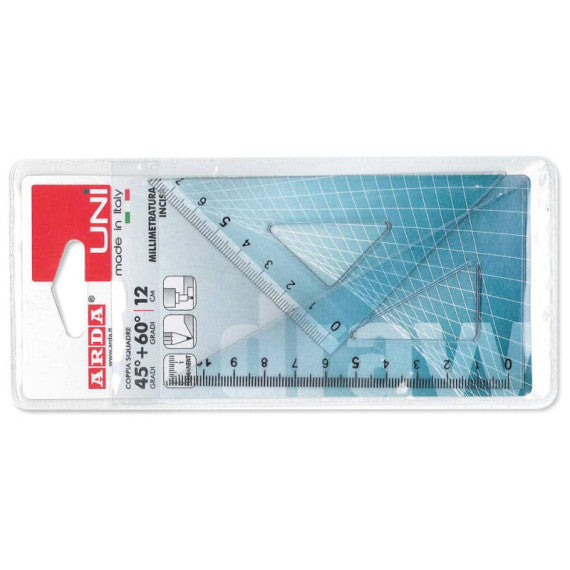 Set 2 squadre Arda Uni 12 cm da 45° + 60° in plastica termoresistente 70312SS
