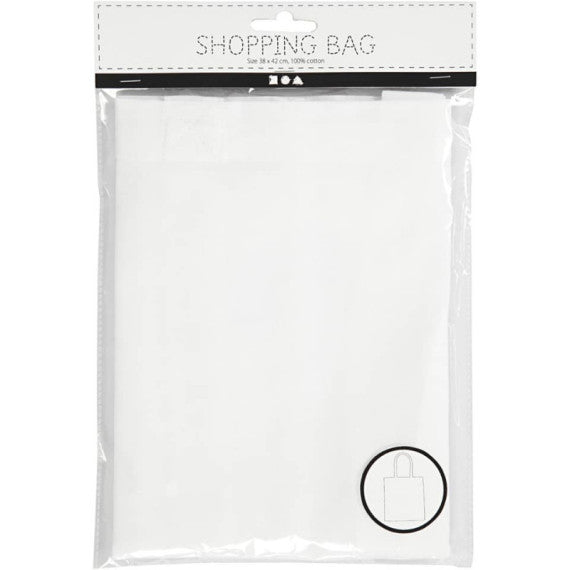 Shopping bag con manici lunghi 100% cotone Creativ Company - 38x42 cm - bianco - 499000