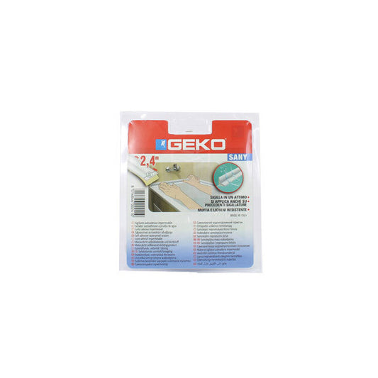 Sigillante adesivo SANY - per doccia e lavabi - 4 cm x 2,4 m - bianco - Geko