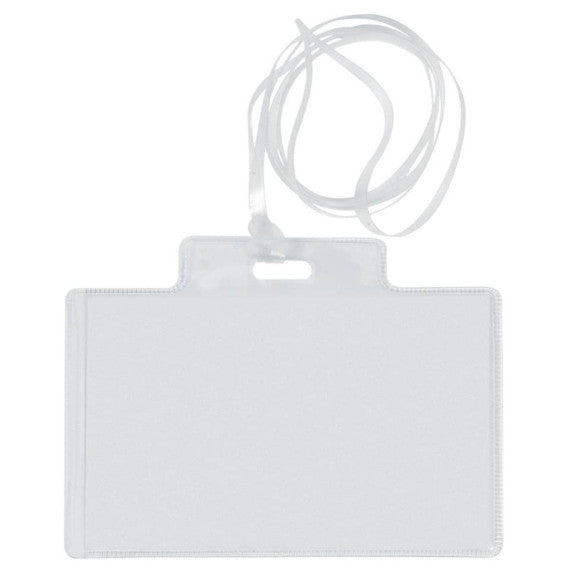 Targa portabadge con cordoncino Sei Rota formato 9,5x6 cm - conf. 100 pezzi - 318006 CF6