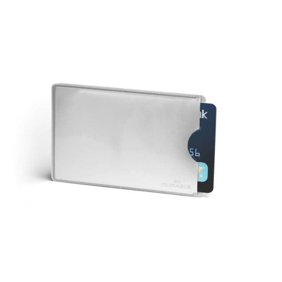 Tasca porta carte di credito DURABLE RFID SECURE argento metallizzato 54x86mm conf. 10 - 890023