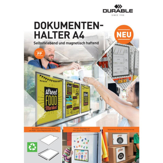 Tasca porta documenti magnetica Durable formato A4 grigio antracite in conf. 5 pz - 4007-58