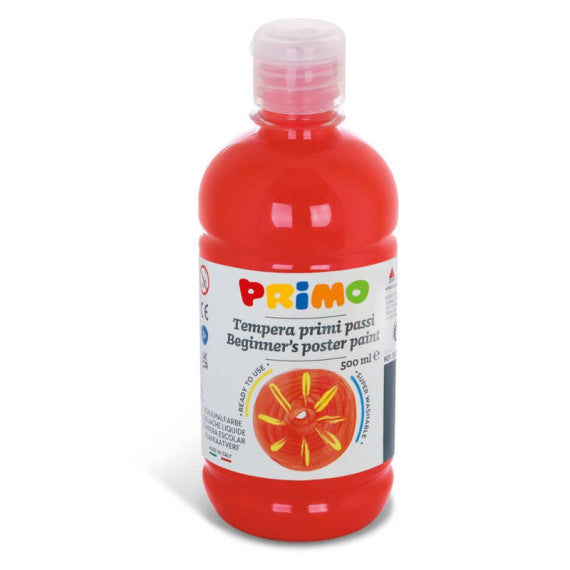 Tempera brillante in bottiglia in PET Primo Primi Passi 500 ml rosso vermiglio 202BR500300