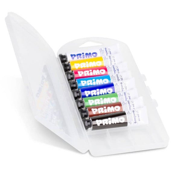 Tempere 12 ml - scatola in polipropilene 8 tubetti Primo assortiti - 441T8SP