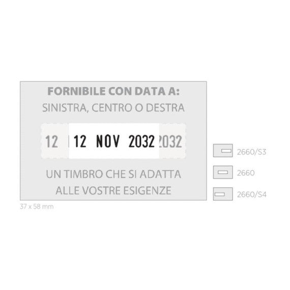 Timbro Colop 2600 autoinchiostrante datario con piastra personalizzabile 37x58 mm - 2660