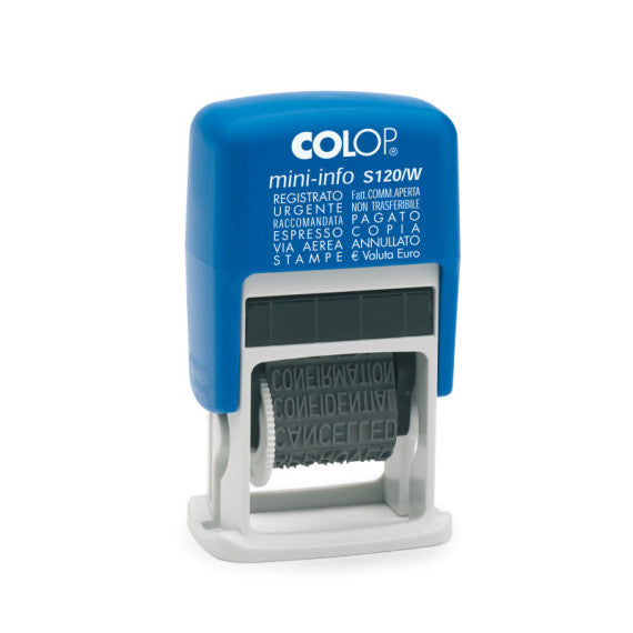 Timbro Mini Info S120/W Polinomio - 12 diciture 4 mm - autoinchiostrante - Colop®