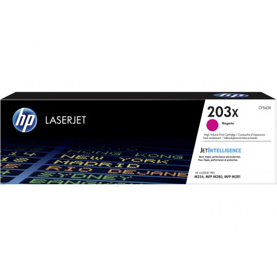 TONER ORIGINALE HP CF543X MAGENTA 203X PER HP LASERJET COLOR M280 M281 M254 CAPACITA 2.500 PAGINE