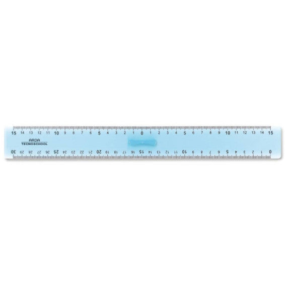 Triplo decimetro ARDA Linea Tecnoschool polistirolo termoresistente azzurro trasparente 30 cm - 406SS