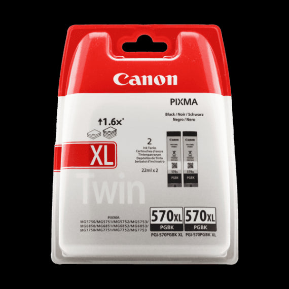 TWIN PACK ORIGINALE CANON PGI-570BK 0318C007 CONFEZIONE DOPPIA PER CANON PIXMA MG5700 MG6800 MG7700 22mlX2PZ MULTIPACK