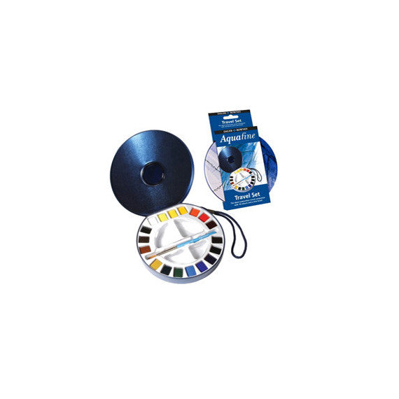 Acquerelli Aquafine Godet - colori assortiti - Daler Rowney - scatola in metallo 18 acquerelli + pennello + 2 tavolozze