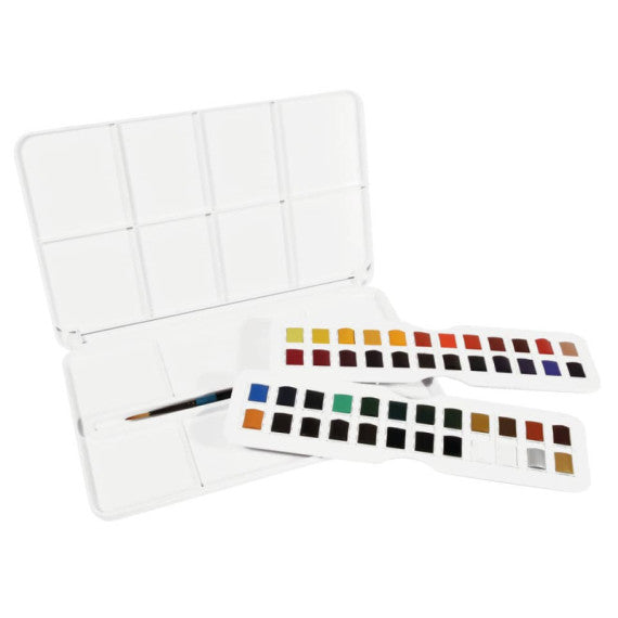 Acquerelli Daler Rowney Aquafine in Travel set 48 mezzi godet + pennello - D131900201