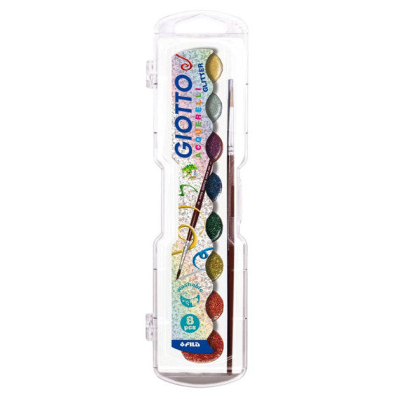Acquerelli Giotto effetto glitter 8 colori assortiti + 1 pennello  - F331200