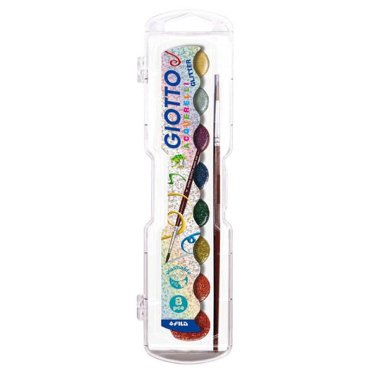 Acquerelli Giotto effetto glitter 8 colori assortiti + 1 pennello  - F331200