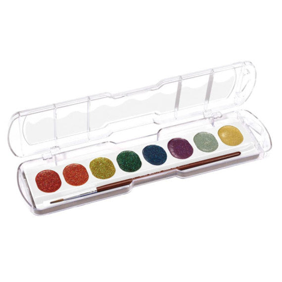 Acquerelli Giotto effetto glitter 8 colori assortiti + 1 pennello  - F331200
