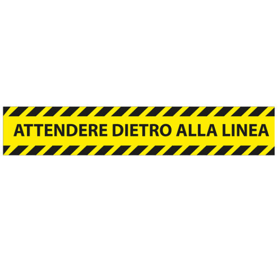 Adesivo da terra - attendere dietro alla linea - 45 x 8 cm - Studio T - conf. 5 pezzi