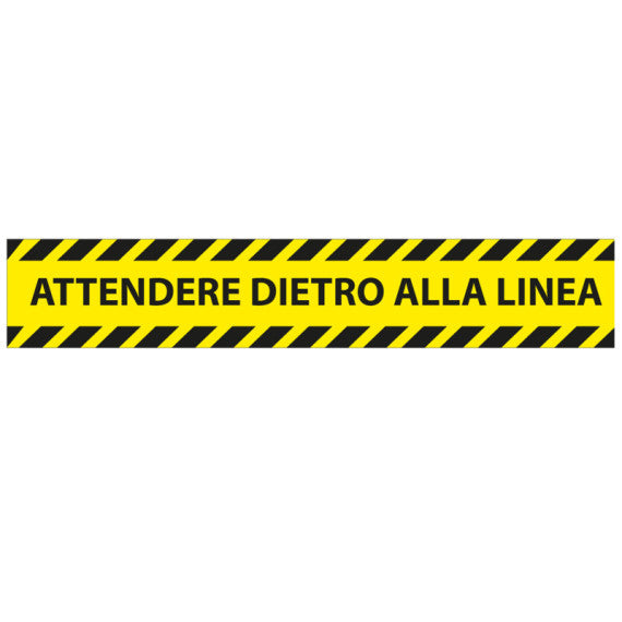 Adesivo da terra - attendere dietro alla linea - 45 x 8 cm - Studio T - conf. 5 pezzi