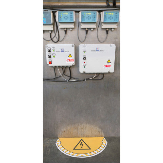 Adesivo segnalatore Take Care - da terra - rischio elettrico - 70 x 35 cm - CEP