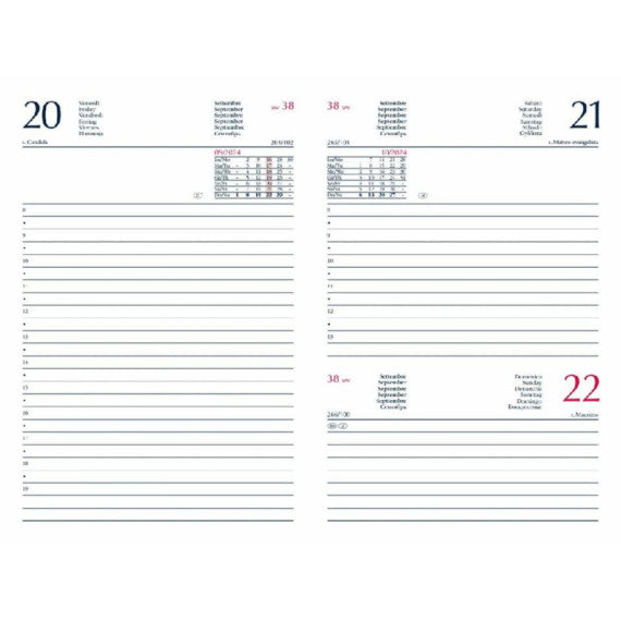 Agenda 2025 Giornaliera S/D abbinati 11x16,5 cm Gommato rosso 25-062100403C