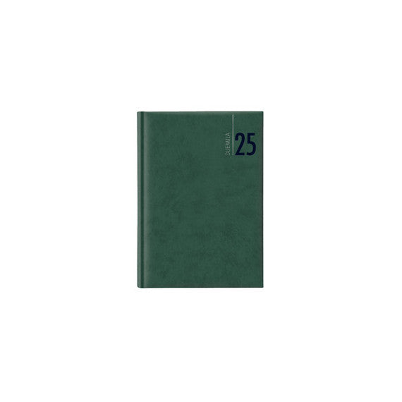 Agenda giornaliera 2025 - copertina in carta imbottita - 14,5 x 20,5 cm - verde