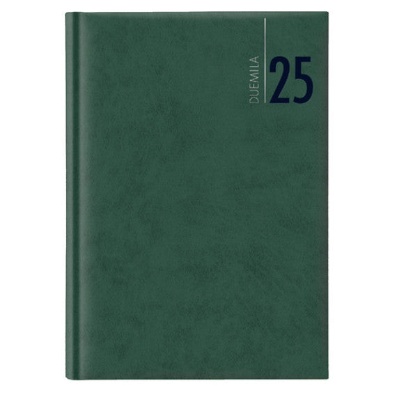 Agenda giornaliera 2025 - copertina in carta imbottita - 14,5 x 20,5 cm - verde