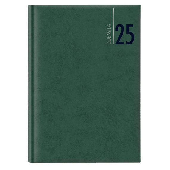 Agenda giornaliera 2025 - copertina in carta imbottita - 14,5 x 20,5 cm - verde