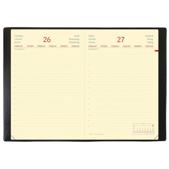 Agenda giornaliera 2025 Quo Vadis Daily 17 Prestige Silk 12x17 cm rosso 37601625MQ