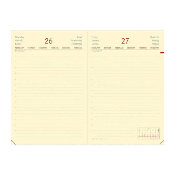 Agenda giornaliera 2025 Quo Vadis Daily 17 Prestige Silk 12x17 cm rosso 37601625MQ