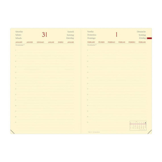 Agenda giornaliera 2025 Quo Vadis Daily 21 Prestige Silk 13x21 cm rosso - 37501425MQ