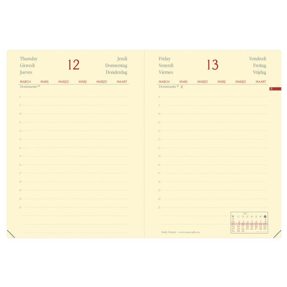 Agenda giornaliera Daily Pocket Prestige Silk 2025 - 8,5 x 13 cm - bordeaux - Quo Vadis