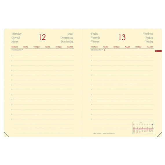 Agenda giornaliera Daily Pocket Prestige Silk 2025 - 8,5 x 13 cm - nero - Quo Vadis