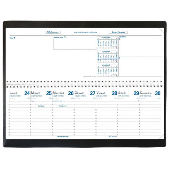 Agenda Planning settimanale 2025 Quo Vadis Agendascop 30x10 cm - Impala nero 02002625MQ