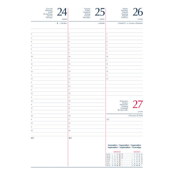 Agenda settimanale 2025 - copertina in carta imbottita - 17 x 24 cm - blu