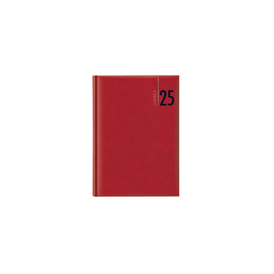 Agenda settimanale 2025 - copertina in carta imbottita - 17 x 24 cm - rosso