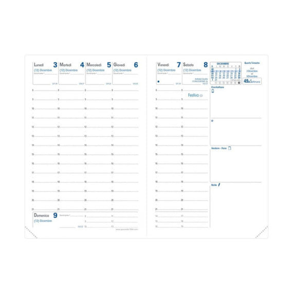 Agenda settimanale 2025 Quo Vadis Affari Impala 10x15 cm nero 00413025MQ