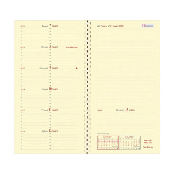 Agenda settimanale 2025 Quo Vadis Italnote Spirale 8,8x17 cm Soho nero 21923625MQ