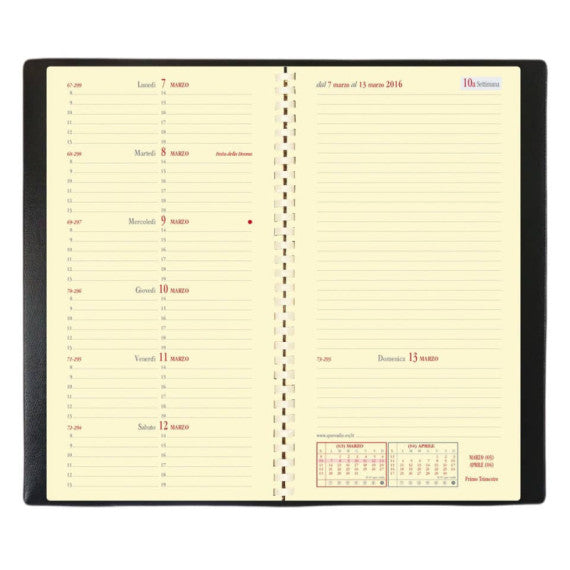 Agenda settimanale 2025 Quo Vadis Italnote Spirale 8,8x17 cm Soho nero 21923625MQ